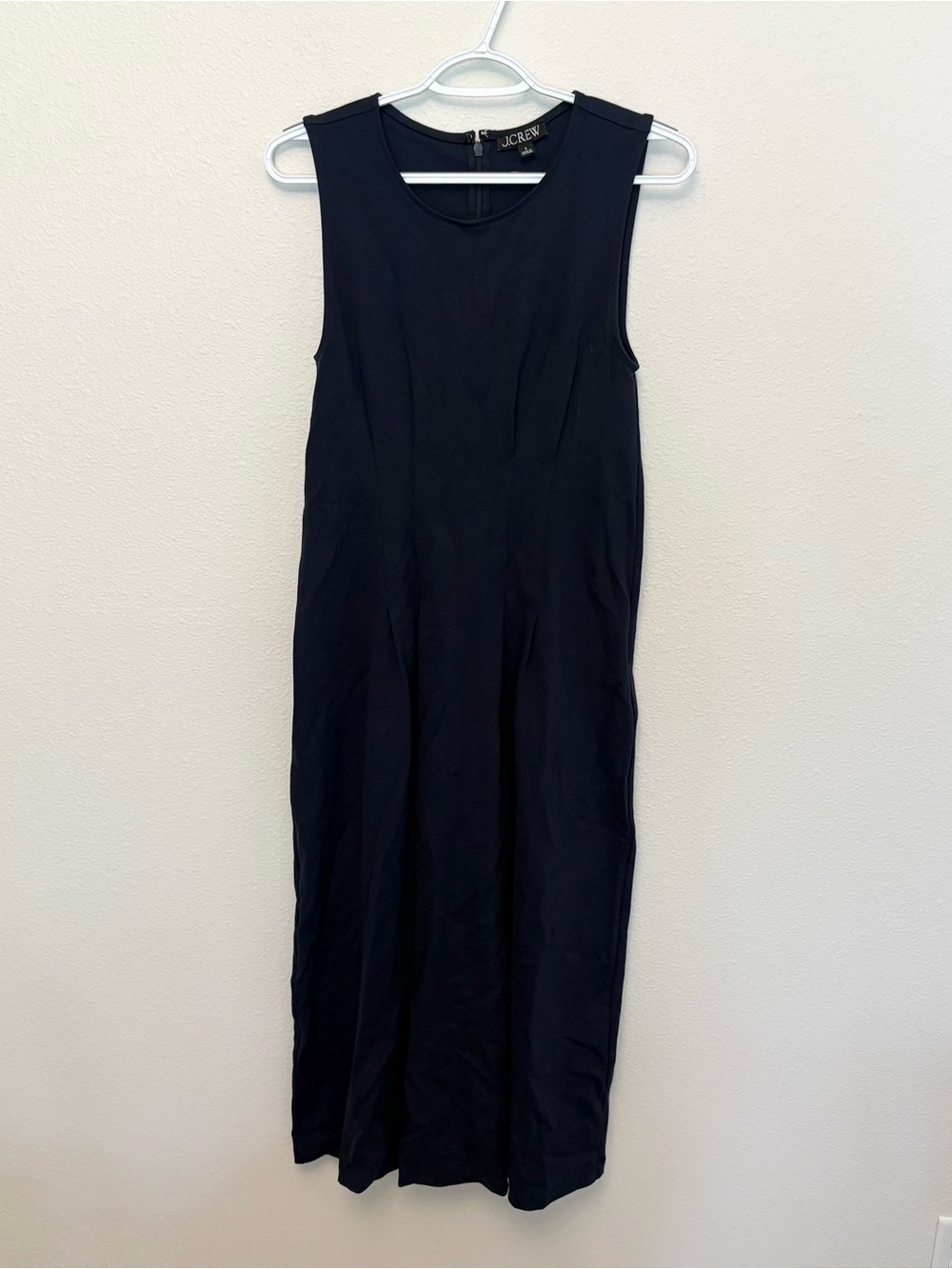 J. Crew Nadia Sleeveless Pleated Ponte Midi Dress Navy Size S Timeless